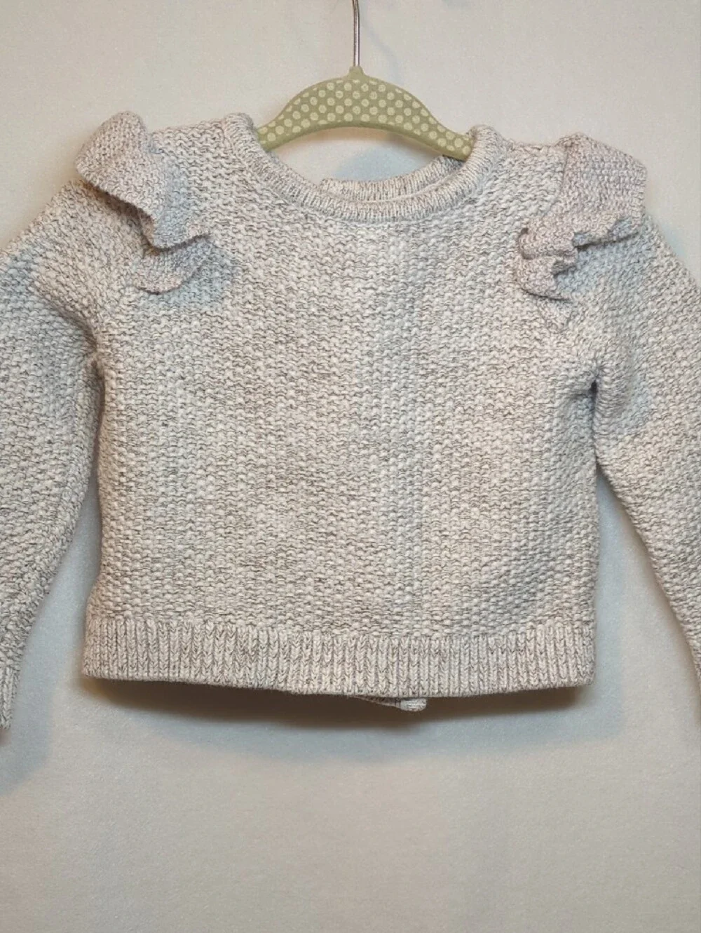 GAP Girls Knit Ruffle Shoulder Cardigan - Light Beige